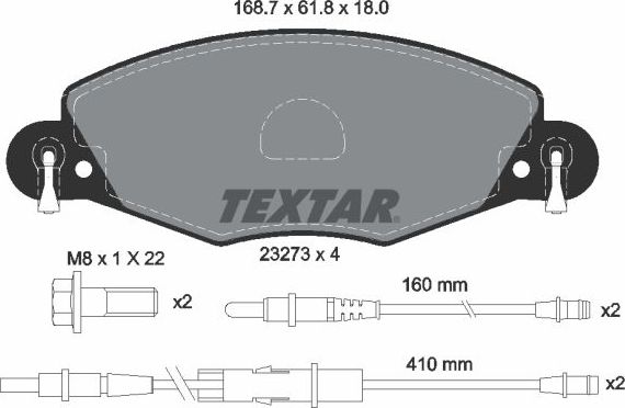 Тормозные колодки Textar Q+ передние для Citroen C5 I 2001-2008. Артикул 2327301