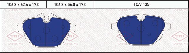 Колодки тормозные BMW 5 (F10/F11)/X3 (F25) 09- задн. (Tatsumi). Артикул TCA1135