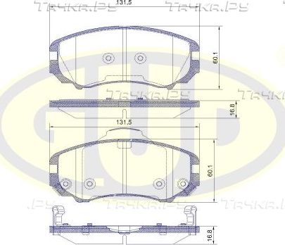 Тормозные колодки G.U.D. передние для Kia Optima III 2010-2015. Артикул GBP095302