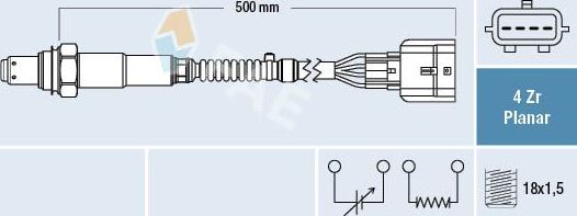 Лямбда-зонд (кислородный датчик) FAE. Артикул 77493