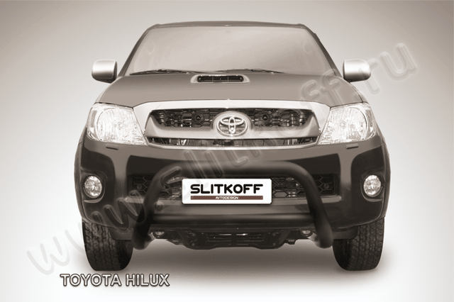 Кенгурятник Slitkoff d76 низкий ЧЕРНЫЙ матовый для Toyota Hilux VII 2008-2011. Артикул THL002B