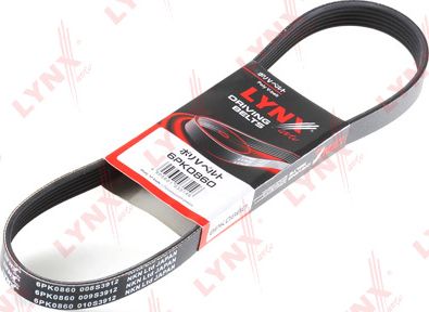 Приводной ремень поликлиновой LYNXauto для Honda Stream I 2001-2006. Артикул 6PK0860