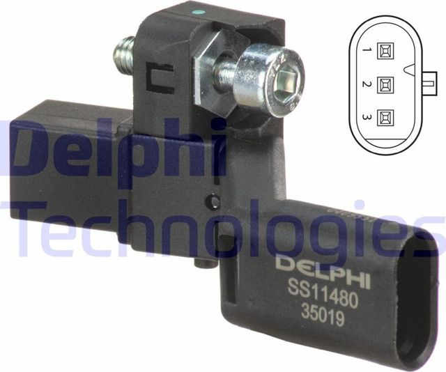 Датчик положения коленвала Delphi для Volkswagen Passat B8 2014-2026. Артикул SS11480