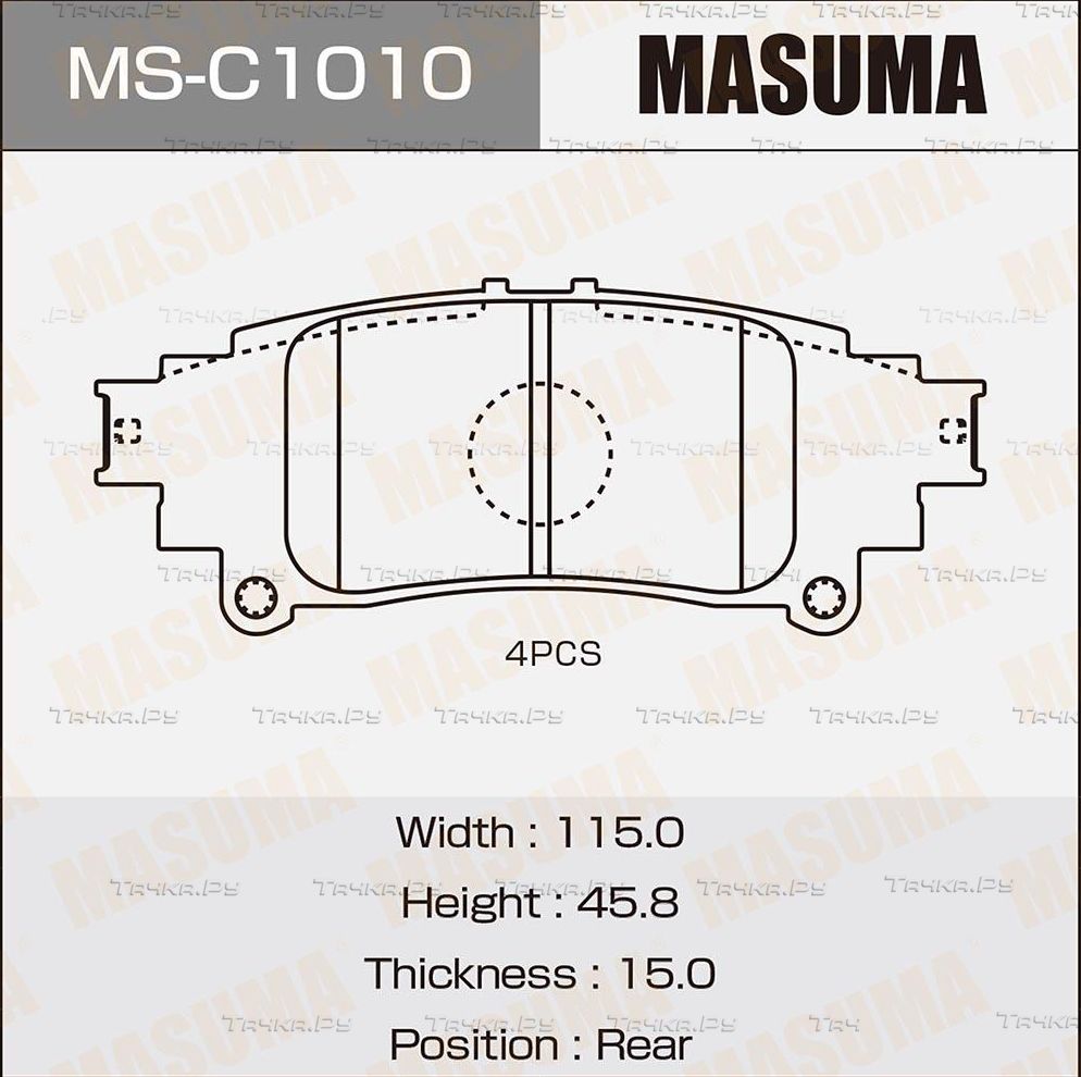 Тормозные колодки Masuma задние для Toyota Prius III 2011-2015. Артикул MS-C1010
