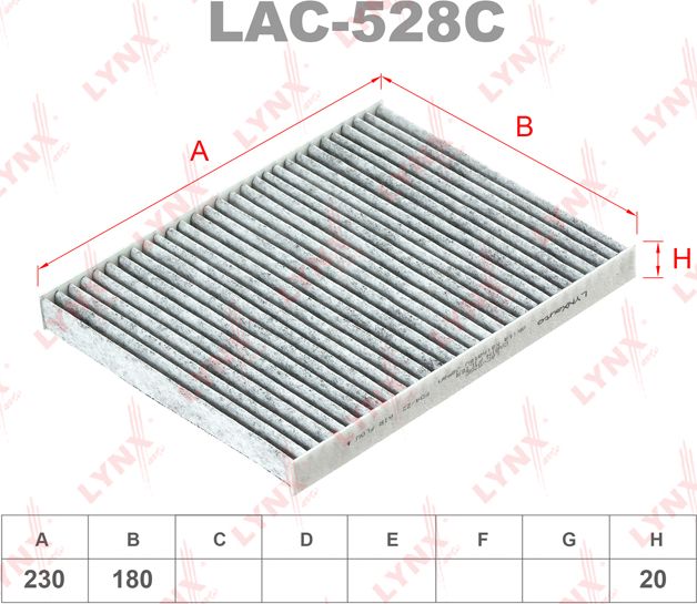 Салонный фильтр LYNXauto. Артикул LAC-528C