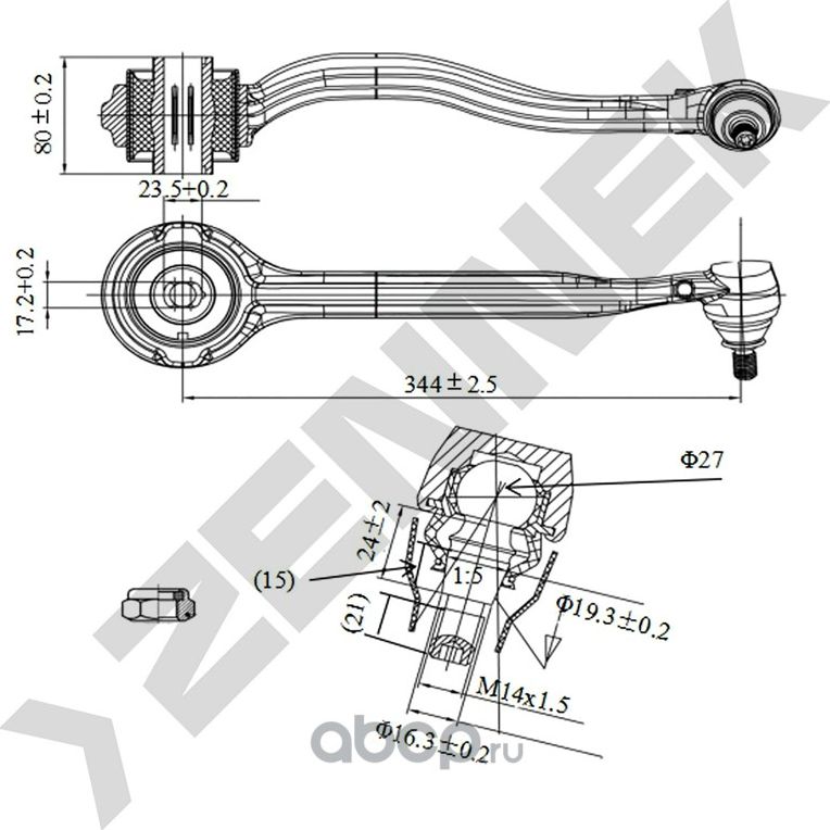 РЫЧАГ ПЕРЕДНИЙ ВЕРХНИЙ ПРАВЫЙ MERCEDES W203/S203/C209 00 (Zennek). Артикул DCA0104