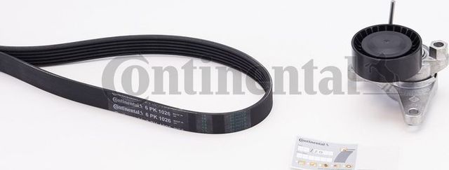 Приводной ремень поликлиновой с роликами (комплект) ContiTech для Audi Q2 I 2016-2026. Артикул 6PK1026K1