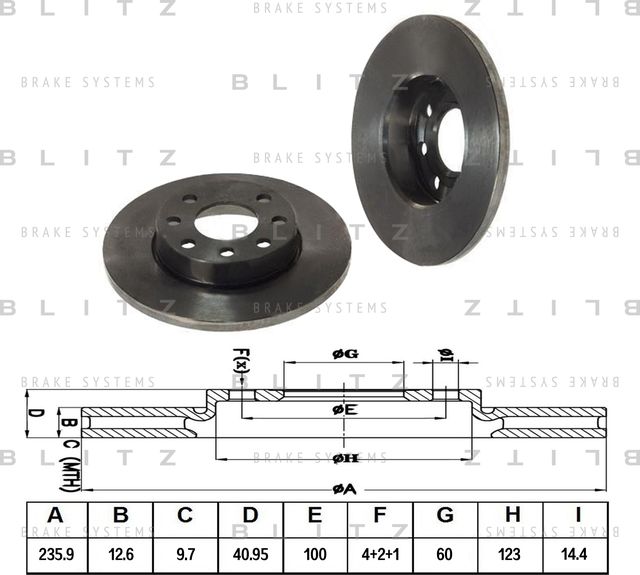 Диск тормозной OPEL CORSA/ASCONA/ASTRA/KADETT/VECTRA 79- перед. (Blitz). Артикул BS0103