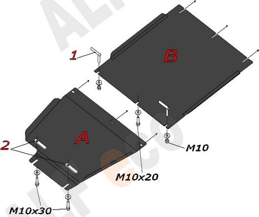 Защита алюминиевая Alfeco для КПП Kia Sorento I рестайлинг 2006-2011. Артикул ALF.11.07al