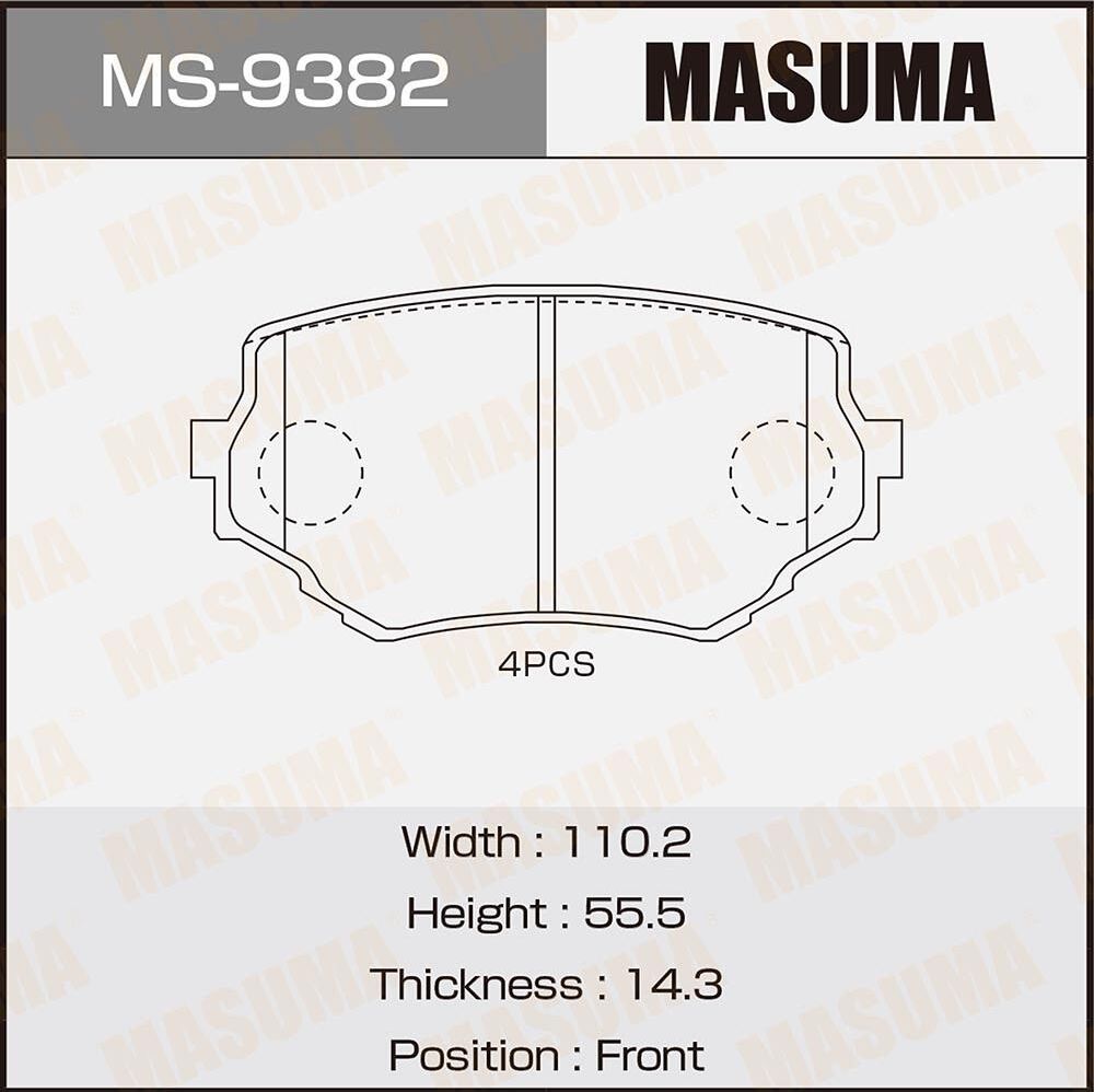 Тормозные колодки Masuma. Артикул MS-9382