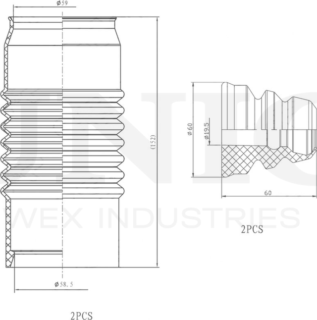 Отбойник и пыльник амортизатора, комплект (Unio). Артикул DUC-50062