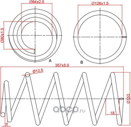Пружина подвески передней Ford C-Max, Ford Focus II, L357-D153-t12,5 (Zikmar). Артикул Z48072R