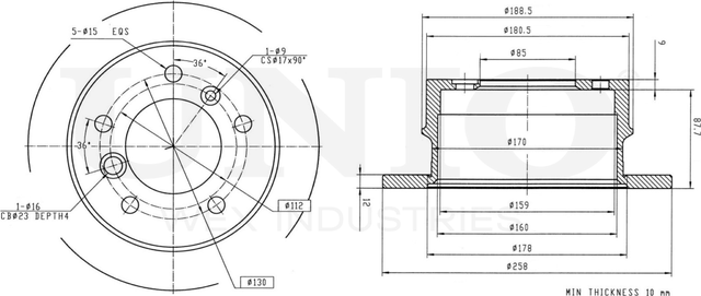 Диск тормозной (Unio). Артикул BRD-20268