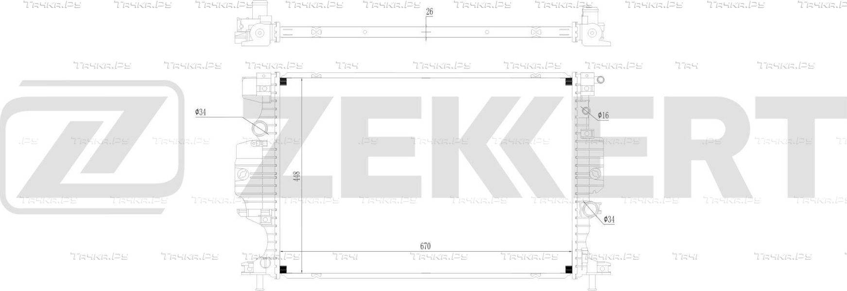 Радиатор охлаждения двигателя Zekkert (алюминий). Артикул MK-1676