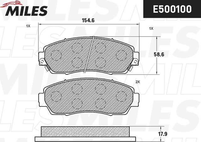 Тормозные колодки Miles (Керамика). Артикул E500100