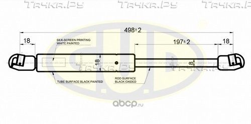 АМОРТИЗАТОР БАГАЖНИКА MINI MINIONECOOPERWORKS (R50, R53) 0601- 330N L=498197MM G.U.D.. Артикул GGS020354