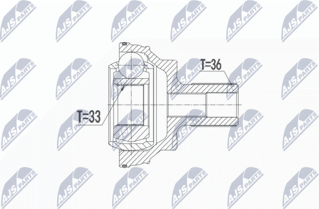 Шрус внутренний (граната) NTY задний для Volkswagen Passat CC I 2008-2012. Артикул NPZ-VW-047