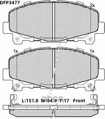 К-т торм. колодок fr honda accord viii 08 (Double Force) Double Force. Артикул DFP3477