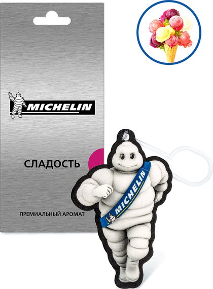 Ароматизатор воздуха MICHELIN, подвесной, картонный, 2D Premium, сладость. Артикул 31944