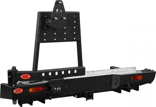 Бампер силовой OJ задний с левой универсальной калиткой с кронштейном запаски для Great Wall Wingle 5 2011-2026. Артикул 03.146.02