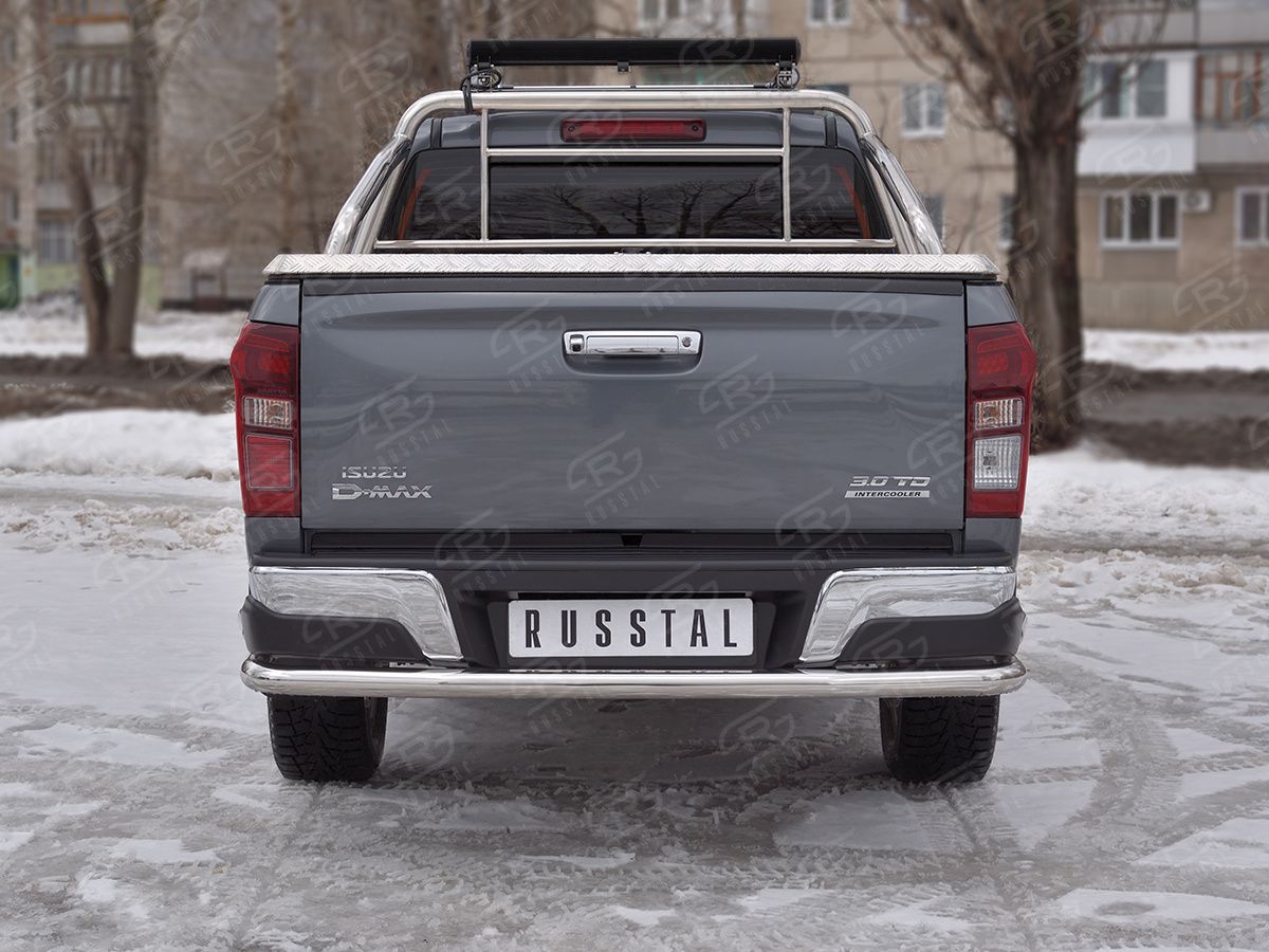 Защита RusStal заднего бампера d63 (секции) d42 (секции) для Isuzu D-Max III 2019-2026. Артикул IDMZ-003399