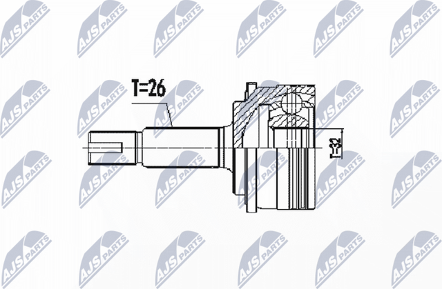Шрус внутренний (граната) NTY передний для Toyota Auris II 2012-2018. Артикул NPZ-TY-105