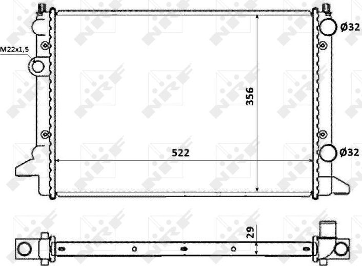 Радиатор охлаждения двигателя NRF (алюминий). Артикул 54695