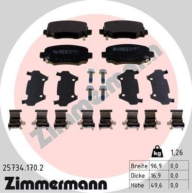 Тормозные колодки Zimmermann задние для Jeep Cherokee V (KL) 2013-2026. Артикул 25734.170.2