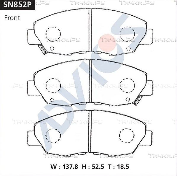 Тормозные колодки Advics передние для Honda Accord V 1993-1998. Артикул SN852P