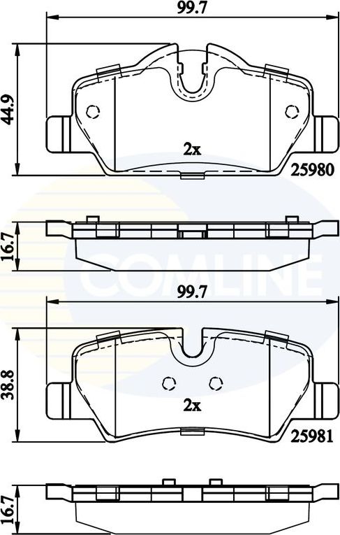 Тормозные колодки Comline Comline задние для MINI Cabrio III (F57) 2014-2026. Артикул CBP02262