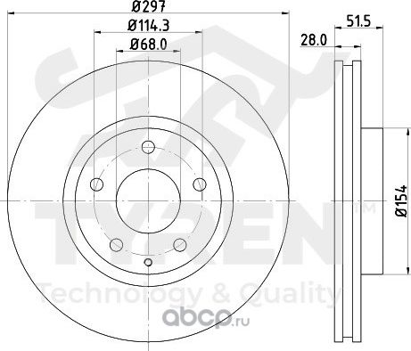Тормозной диск (Tyren). Артикул TYR1014591