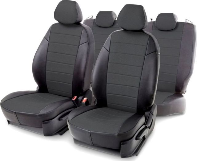 Чехлы Seintex (экокожа) на сидения для Subaru XV I 2011-2016, цвет Темно-серый. Артикул 316727