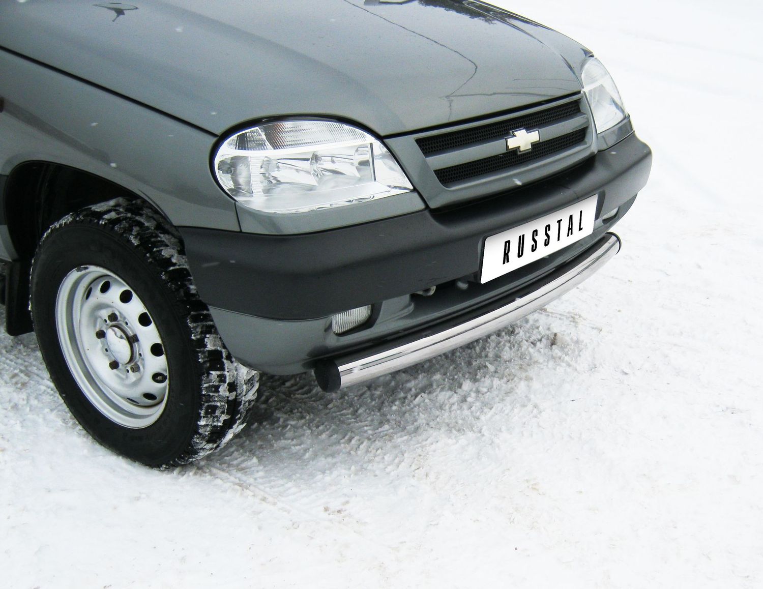 Защита RusStal переднего бампера d76 (дуга) для Chevrolet Niva 2002-2008. Артикул NCZ-000188