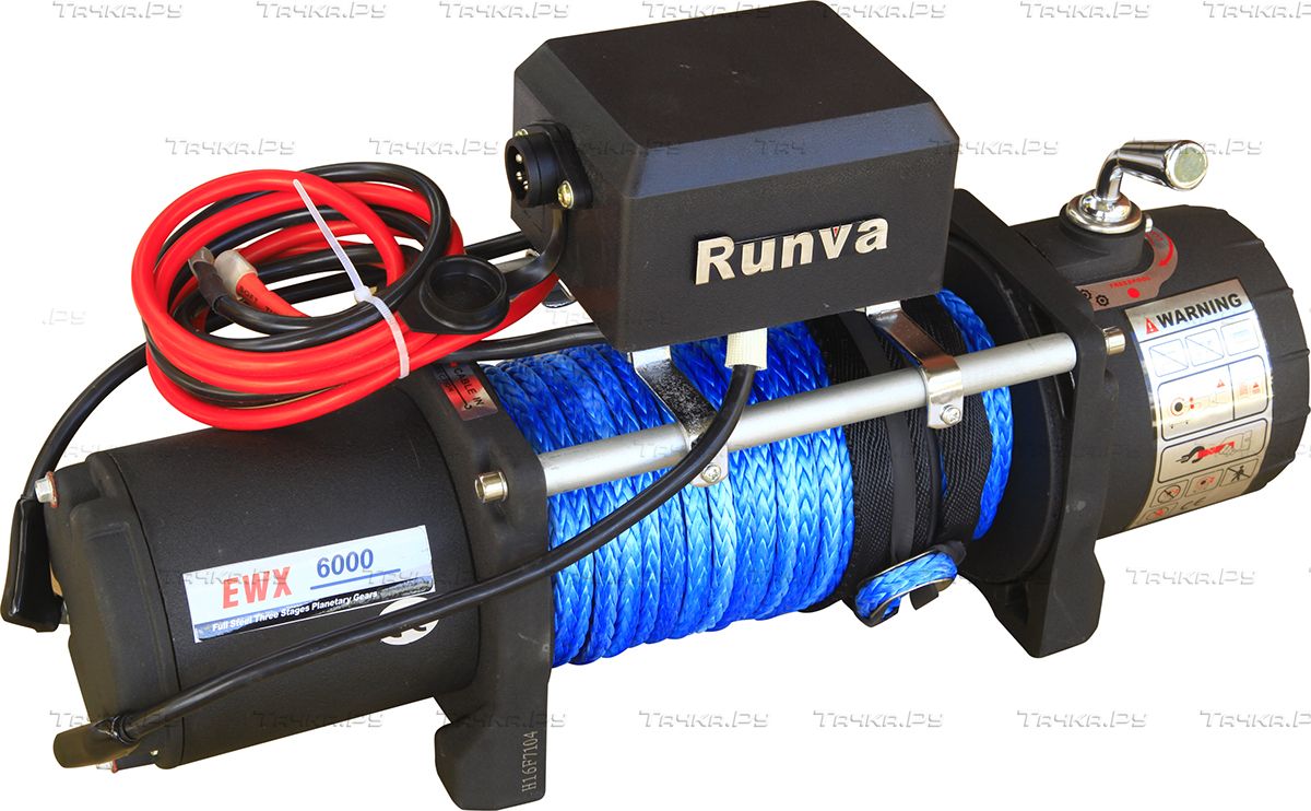 Лебёдка электрическая 12V Runva 6000 lbs 2500 кг (синтетический трос). Артикул EWX6000SR
