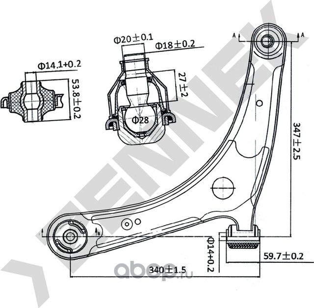 РЫЧАГ ПЕРЕДНИЙ ЛЕВЫЙ CITROEN C-CROSSER 07>, MITSUBISHI ASX 1.6-1.8 10 (Zennek). Артикул DCA0158