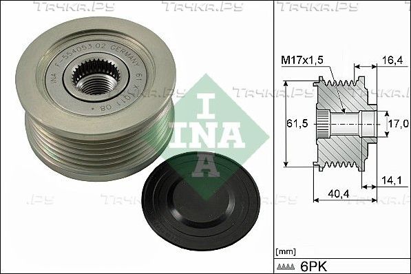 Муфта генератора обгонная Ina для Fiat Bravo I 1995-2001. Артикул 535 0115 10