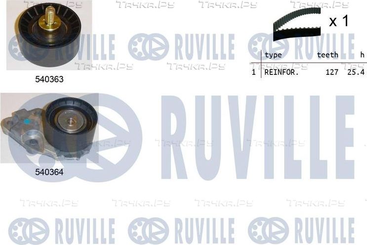 Ремень ГРМ с роликами (комплект) Ruville для Chevrolet Cruze I 2009-2015. Артикул 550035