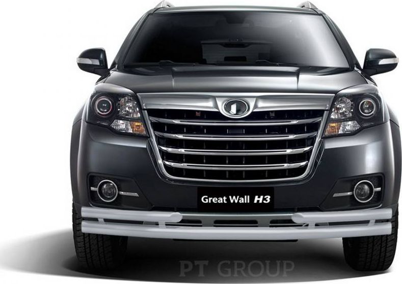 Защита PT Group переднего бампера двойная с углами d63/51мм ИСКРА (ППК) для Great Wall Hover H3 рестайлинг 2014-2016. Артикул GWH-14-330206.11