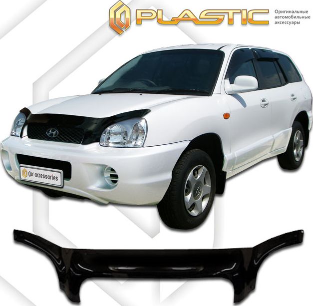 Дефлектор СА Пластик для капота (exclusive) (Classic черный) для Hyundai Santa Fe I Classic 2001-2013. Артикул 2010060102796