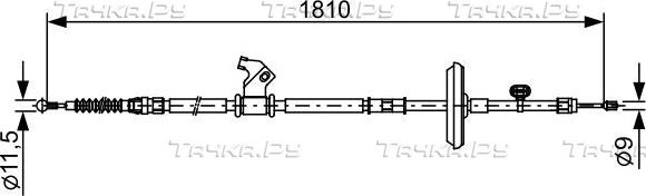 Трос ручника (тросик ручного тормоза) Bosch. Артикул 1 987 482 507