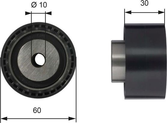 Направляющий (ведущий) ролик ремня ГРМ Gates (полимерный материал). Артикул T42070