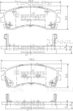 Тормозные колодки Nipparts передние для Mazda 323 VI (BJ) 1994-2004. Артикул J3603038