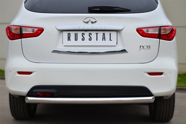 Защита RusStal заднего бампера d63 (дуга) для Infiniti JX 35 2013-2025. Артикул JXZ-001464