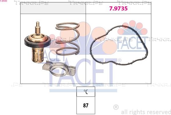 Термостат Facet Made in Italy - OE Equivalent для Nissan Qashqai II 2013-2026. Артикул 7.8930