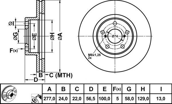 Тормозной диск FIT передний для Subaru Legacy V 2009-2014. Артикул FR0120V