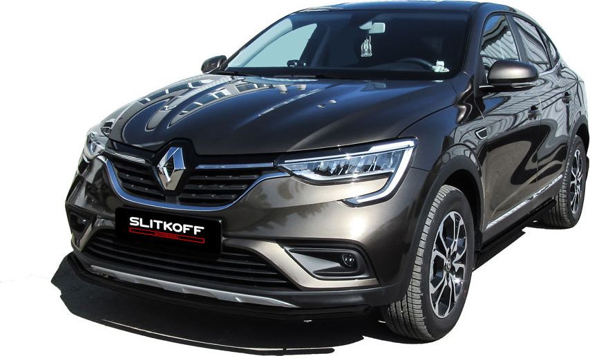 Защита Slitkoff переднего бампера D42 черная для Renault Arkana 2019-2026. Артикул RAR4WD002B