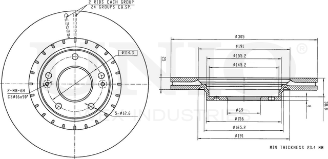 Диск тормозной (Unio). Артикул BRD-20052