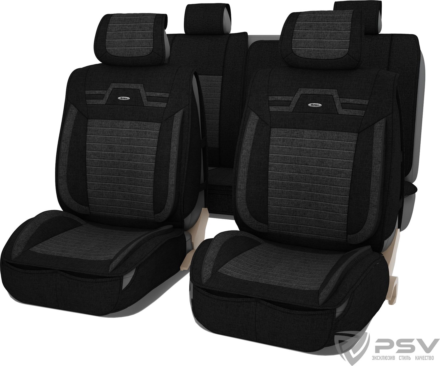 Чехлы-накидки универсальные формованные PSV 2D PREMIUM PSV Krokus на сидения, цвет Черно-серый. Артикул 130572
