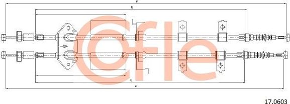 Трос ручника (тросик ручного тормоза) Cofle задний для Mazda 6 II (GH) 2007-2013. Артикул 92.17.0603