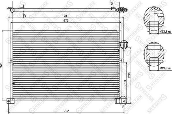 Радиатор кондиционера (конденсатор) Stellox. Артикул 10-45021-SX